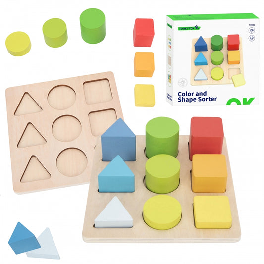 TOOKY TOY Educatief houten Puzzelspel - Geometrische Figuren