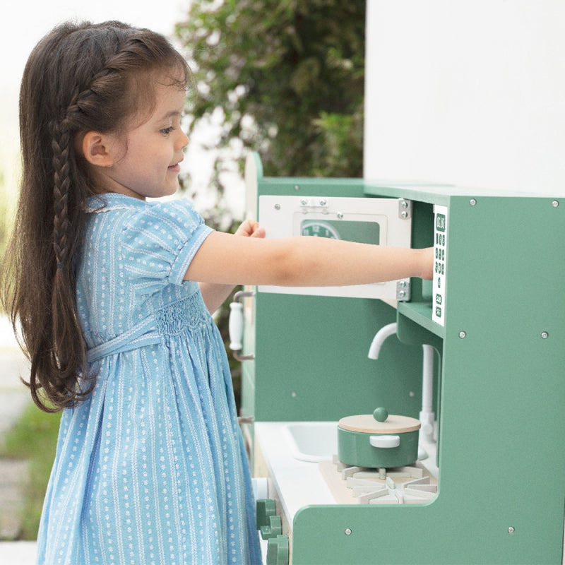 CLASSIC WORLD Grote houten vintage speelkeuken voor kinderen + accessoires