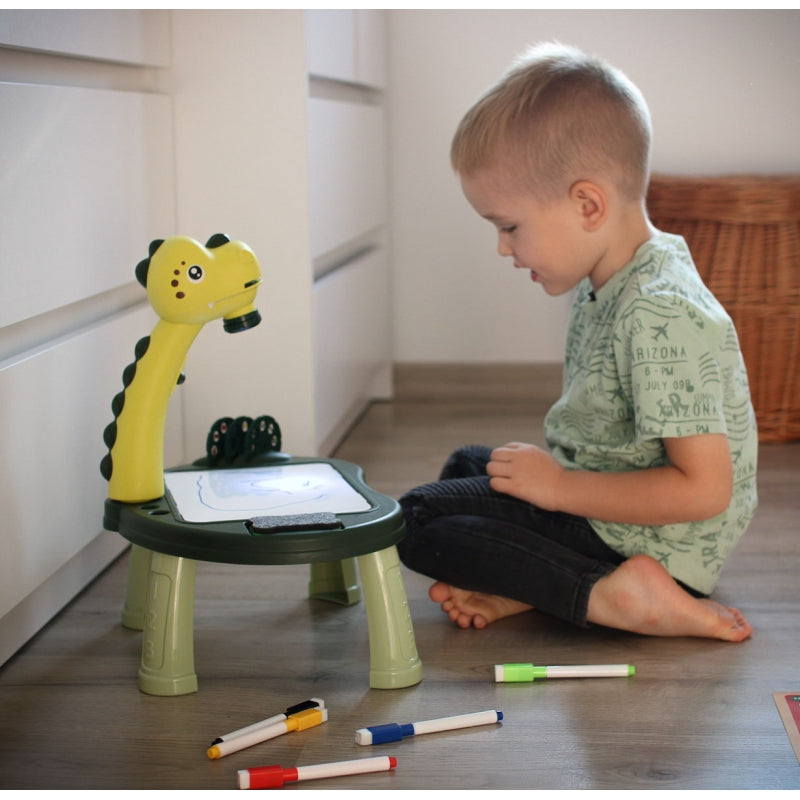 WOOPIE Tekentafel met Projector 24 Patronen - Dinosaurus + 2 Spelletjes - Groen