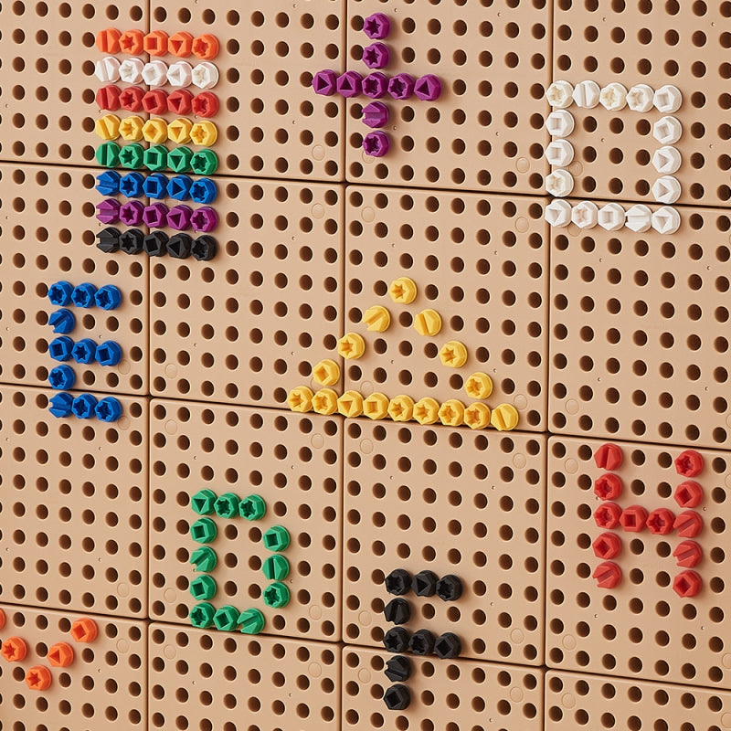 MASTERKIDZ Kleurrijke schroeven voor STEM Creatief Bord - 512 stuks - 5 vormen & Mix Kleuren