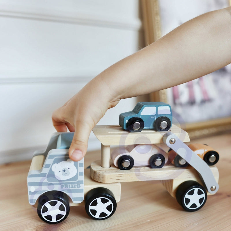 VIGA PolarB Houten Oplegger met Auto's - Montessori speelgoed