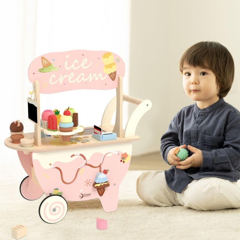 CLASSIC WORLD houten Ice Cream winkel 3-in-1 winkelkar - 40 stuks