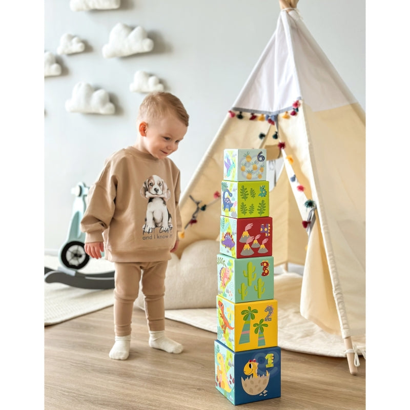TOOKY TOY Houten Bouwblokken Educatieve Puzzel + 6 Speelfiguren