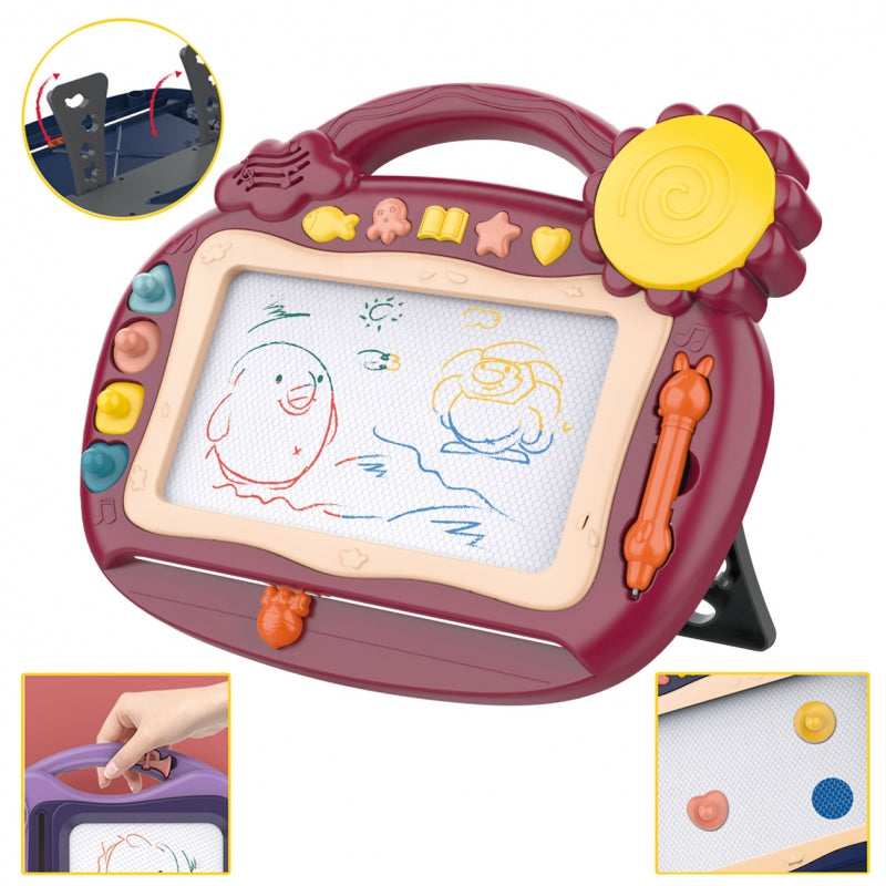 WOOPIE Magnetisch Tekenbord met Kleurrijk Stempels Bordeaux - Speelgoedtekentablet