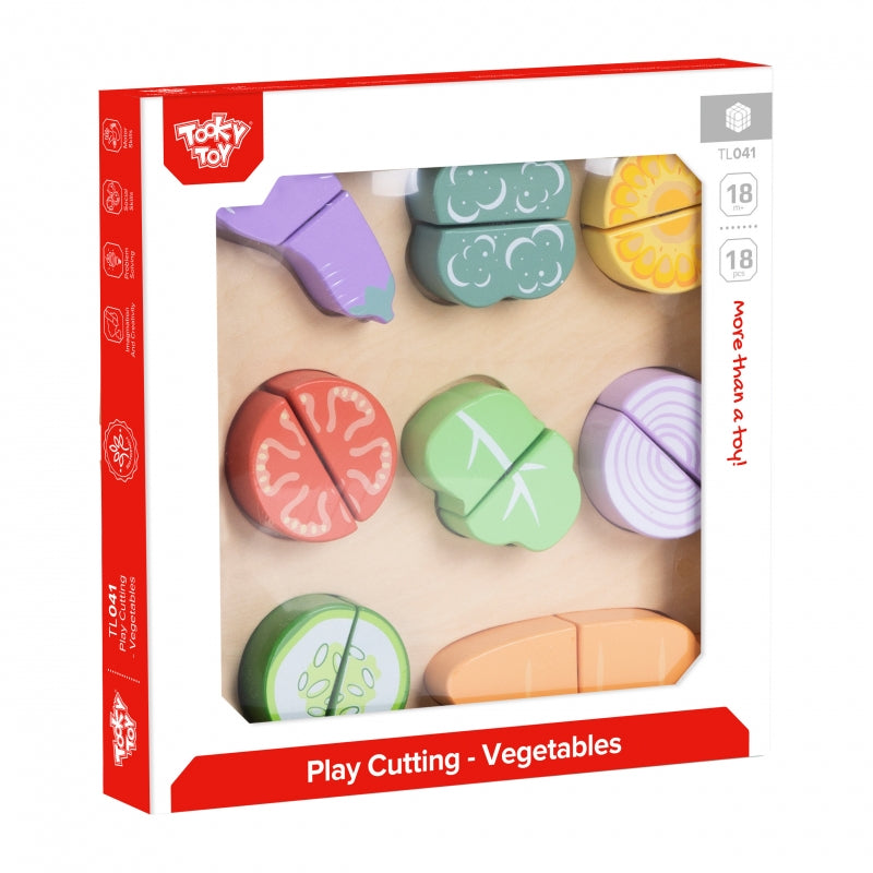 TOOKY TOY Houten  Speelgoed Groente Snijplank + groentes - 20 stuks