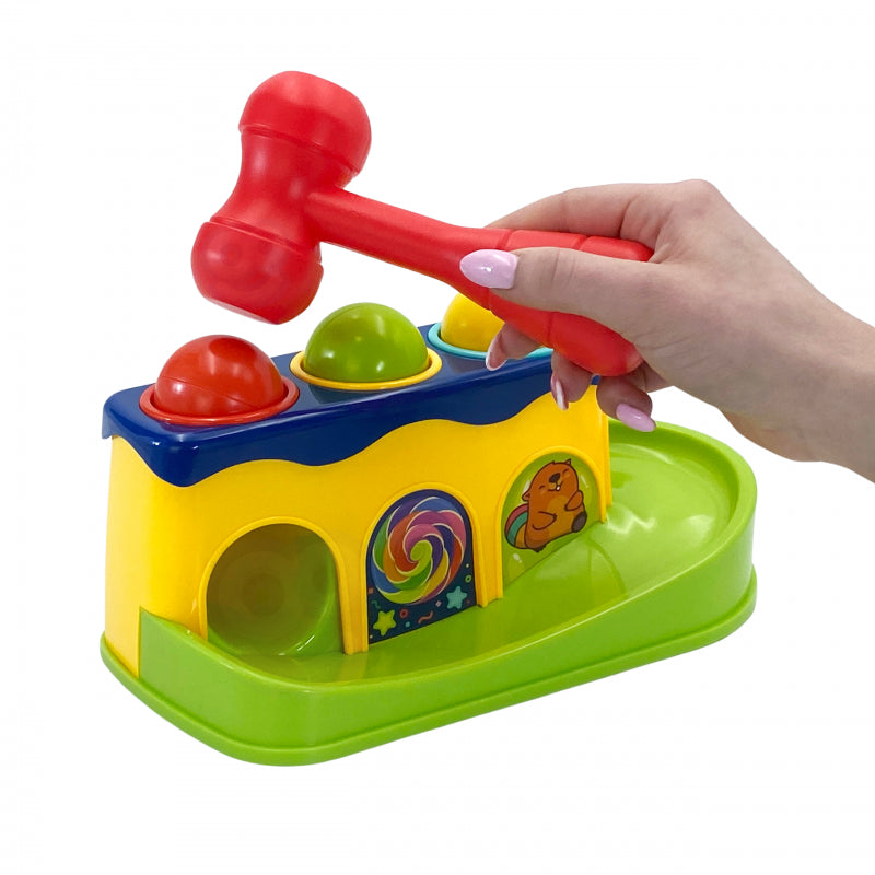 WOOPIE BABY Kleurrijke Doorsteek Hamerbank met Hamertje - Montessori Speelgoed