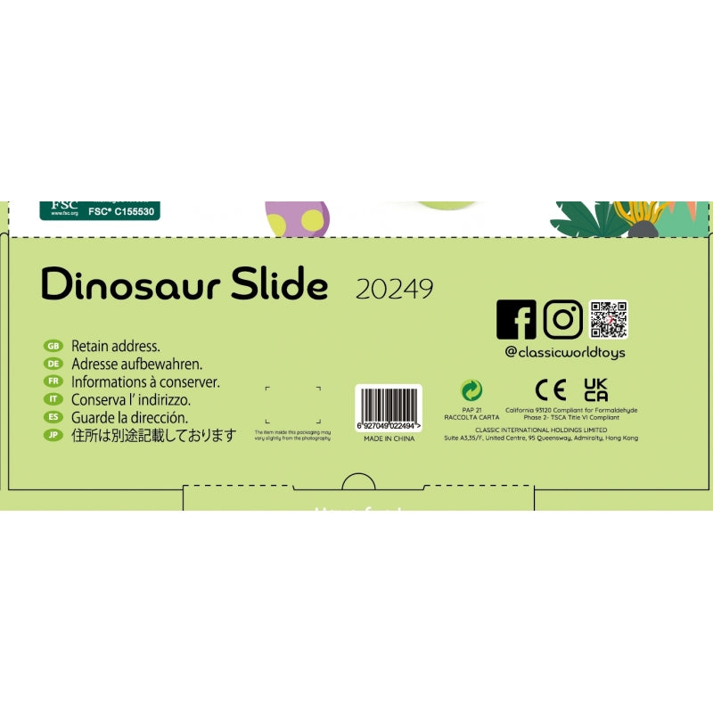 CLASSIC WORLD Kleurrijke Dinosaurusspeelbaan met Glijbaan 5-delig