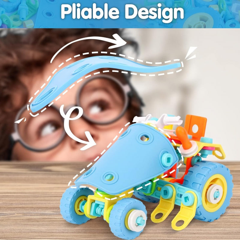 WOOPIE Speelgoed Constructie set Voertuigen van Blokken 118 stuks - STEM speelgoed