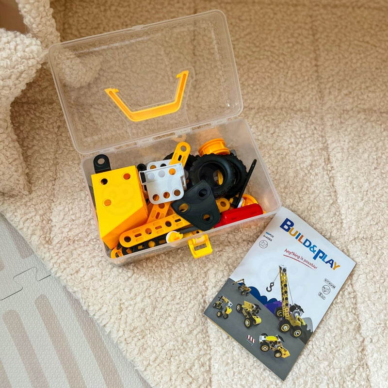 WOOPIE Speelgoed Bouwset van Voertuigen - STEAM Blokken - 100 onderdelen, 8 modellen