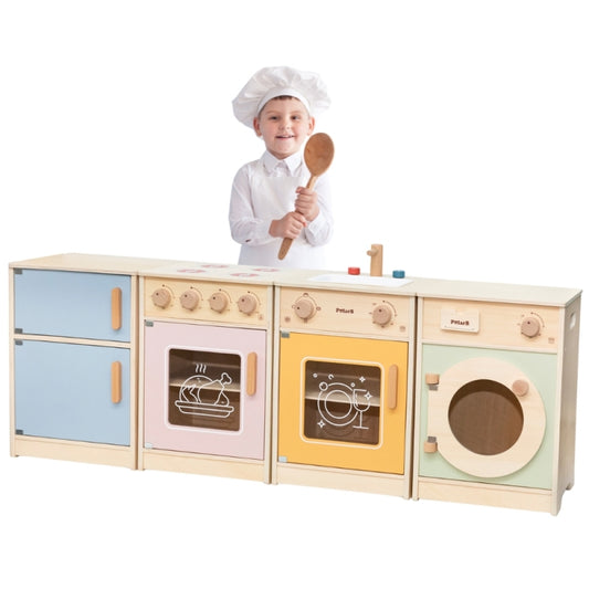 VIGA Houten Keukenset XL met Wasmachine, Fornuis & Vaatwasser