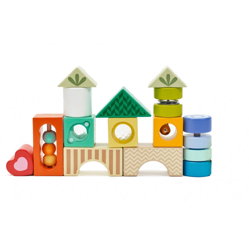 CLASSIC WORLD Houten Sensorische Blokken 7 Functies, 14 stuks - Multifunctionele Puzzel