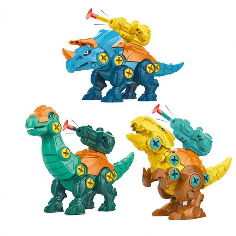 WOOPIE Dino Constructieset – 3 Dinosaurussen om te Monteren met Boormachine en Schroevendraaier in Doos