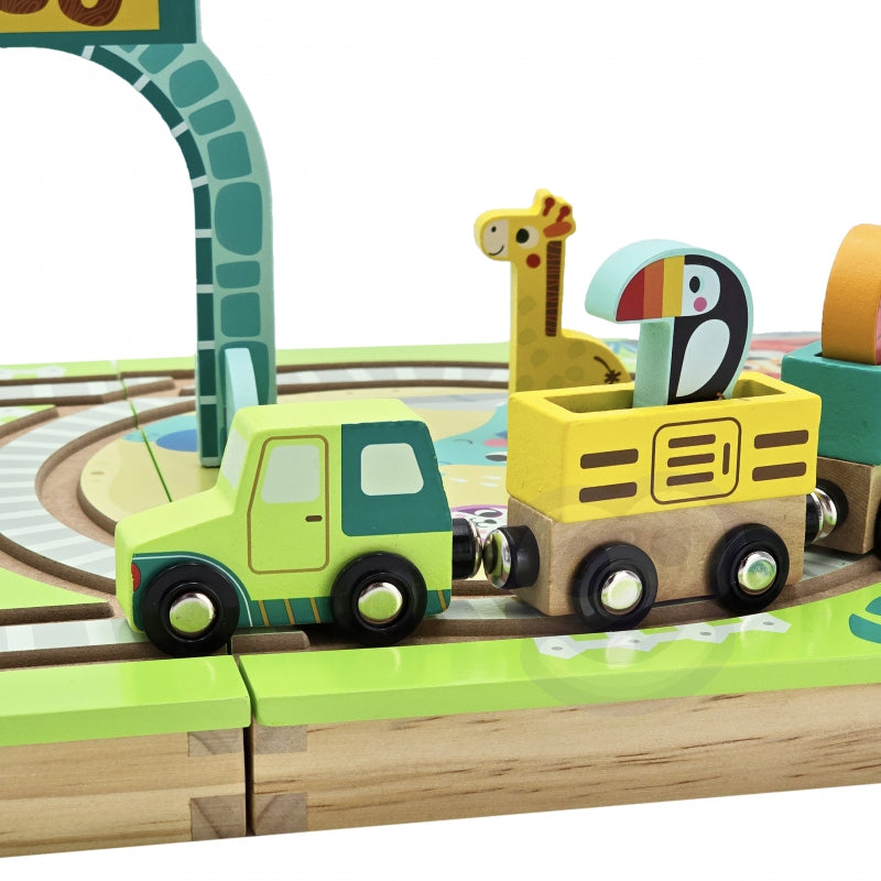 TOOKY TOYS houten trein dierentuin met magneten in koffertreinspoor