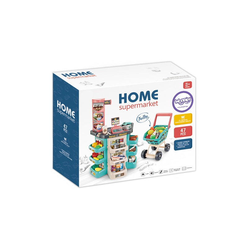WOOPIE Speelgoed Supermarkt met Winkelwagen en accessoires 47 stuks
