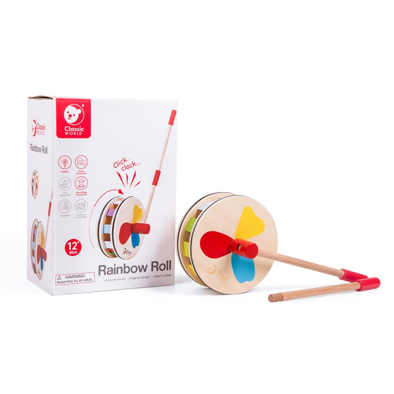 CLASSIC WORLD Kleurrijke regenboog houten duwer