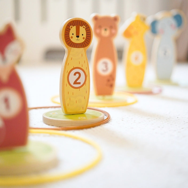 TOOKY TOY Houten Gooi de kegels behendigheidsspel - 15 stuks
