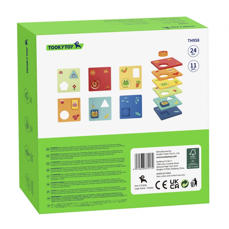 TOOKY TOY Dieren Vormen en Kleuren Puzzel - 6 Planken