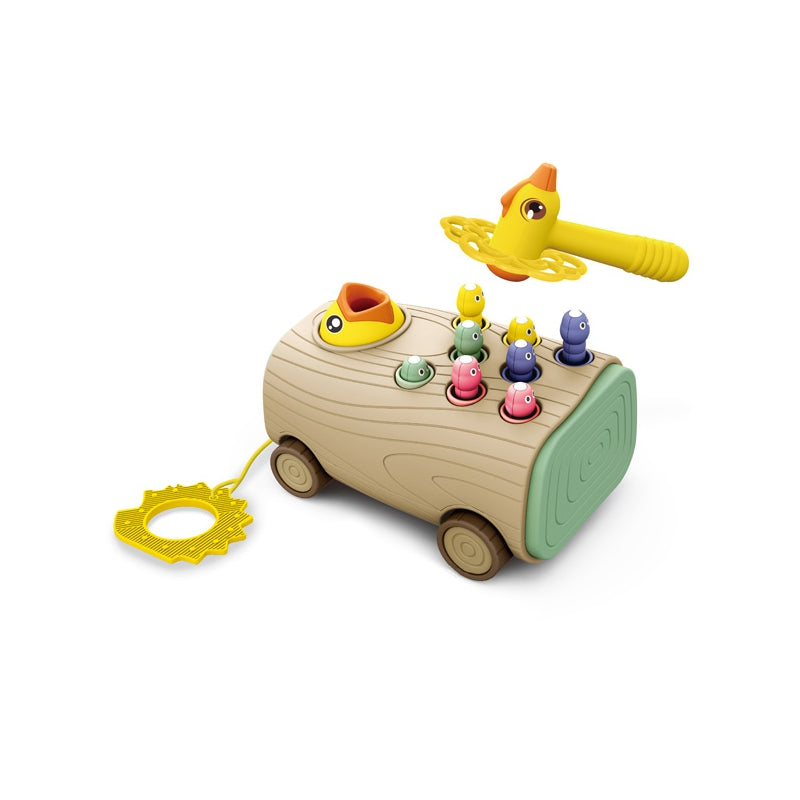 WOOPIE 3-in-1 Vaardigheidsspel: Houthakker Vogel, Insectenhamer en Duwwagen voor Baby's