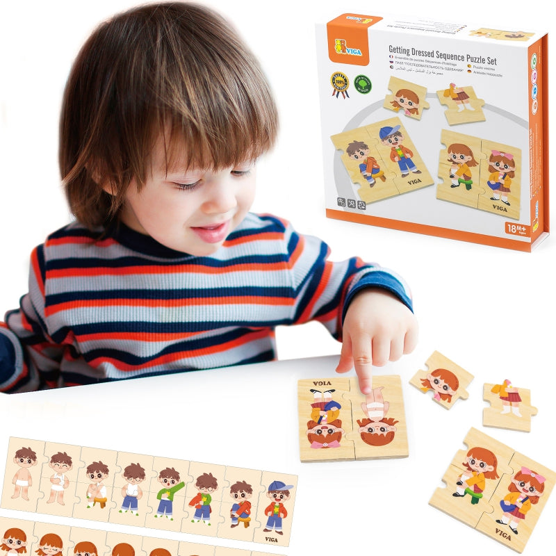 VIGA houten educatieve puzzel – Aankleedspel voor kinderen