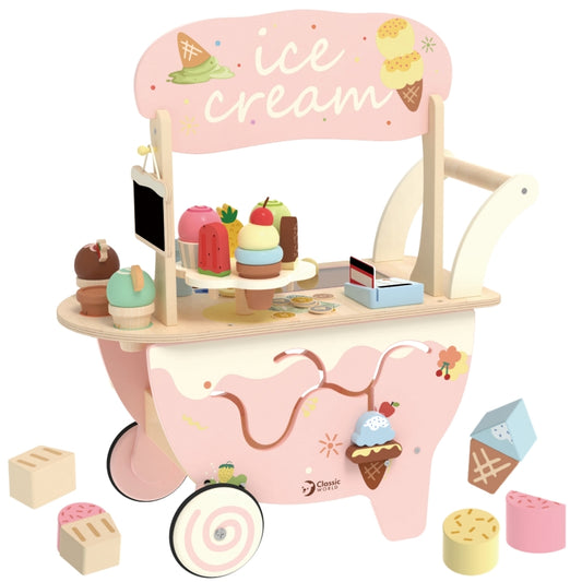 CLASSIC WORLD houten Ice Cream winkel 3-in-1 winkelkar - 40 stuks