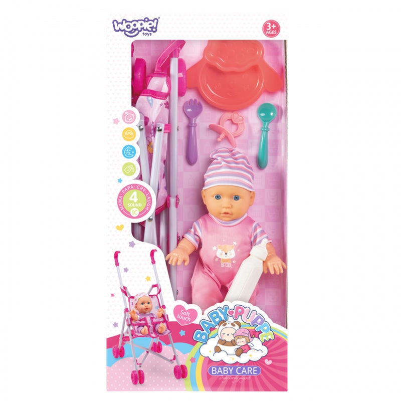 WOOPIE ROYAL Eerste Pop Baby met Wieg - Verzorgingspop, Voedingsset en meer
