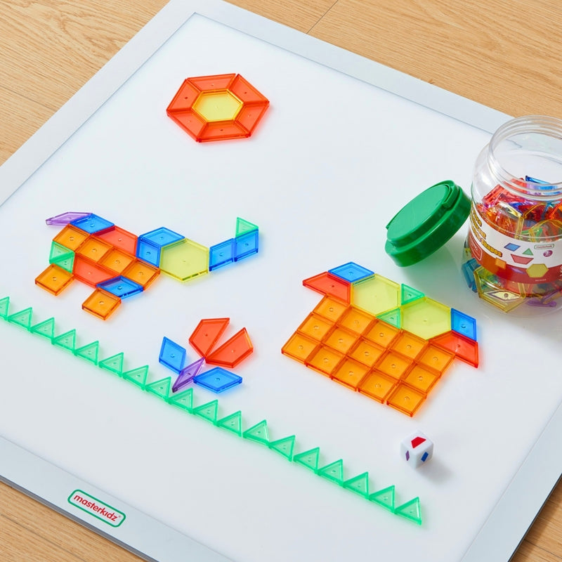 MASTERKIDZ LED-sensorische boxpaneel + Montessori-mozaïekblokken - 140 stuks