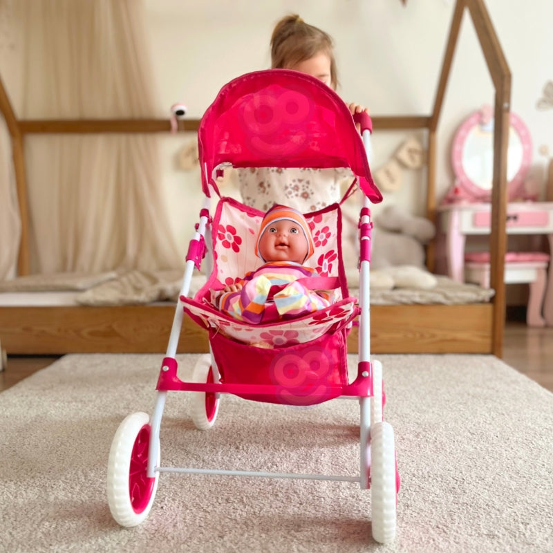 WOOPIE Poppenwagen met Bloemenprint