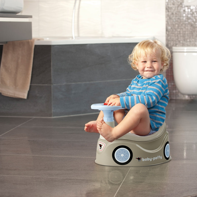 BIG Baby plaspotje loopwagen - Zindelijkheidstraining - New Bobby Car Auto met Stuur - Grijs