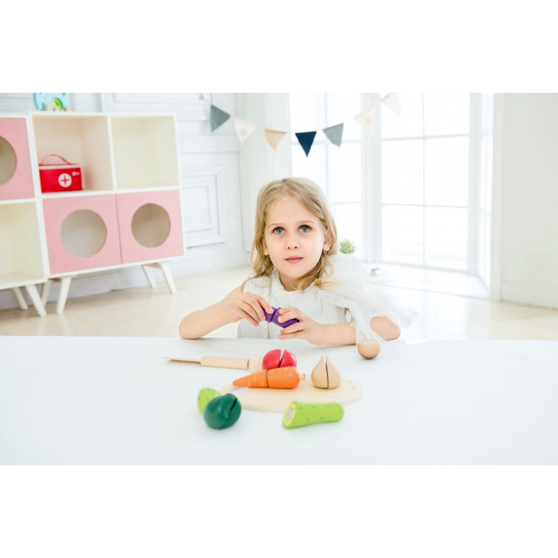CLASSIC WORLD Houten groente snij set met klittenband - 16 delig