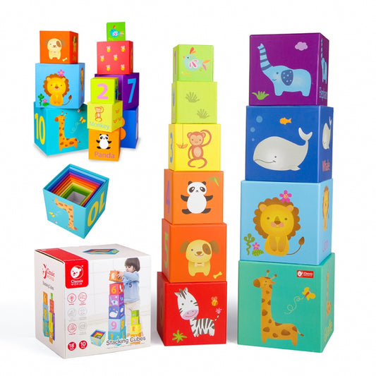 CLASSIC WORLD Baby Stapel Blokken - Torenpuzzel in Doos – Educatief Speelgoed