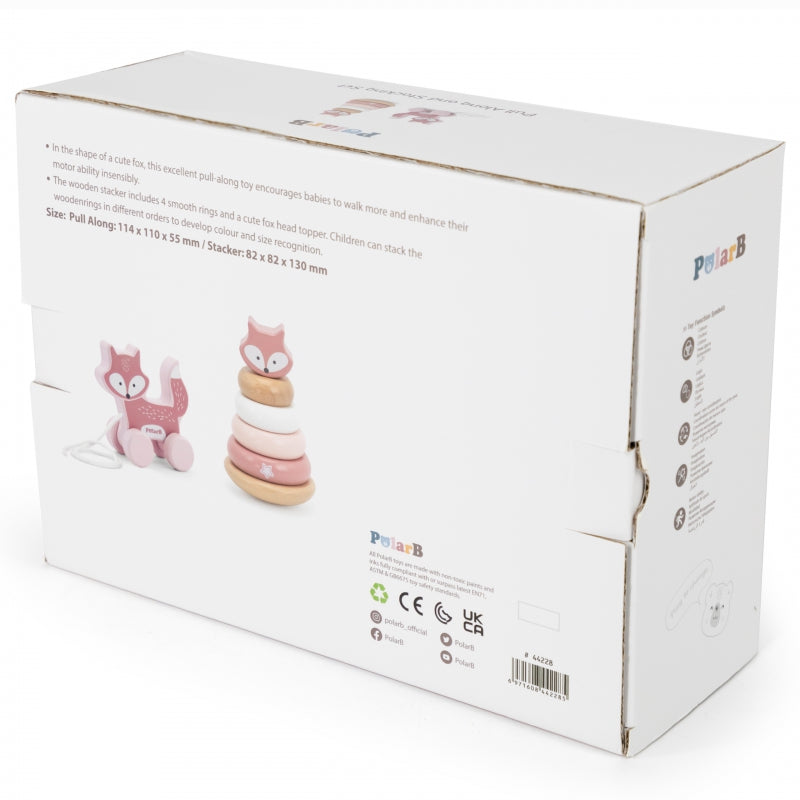 VIGA PolarB Houten Stapelpiramide voor Baby's Vos + Trekvosje