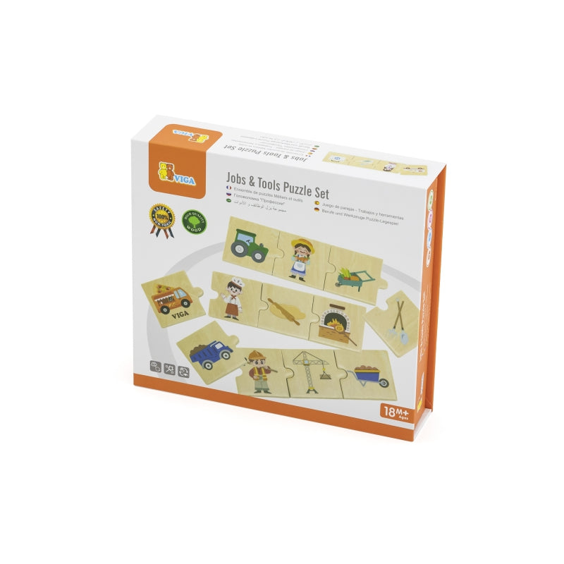 VIGA Houten Beroepen met gereedschap Puzzelset