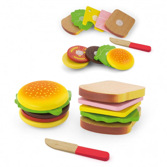 Viga Speelgoed Hamburger- en Sandwich snij set