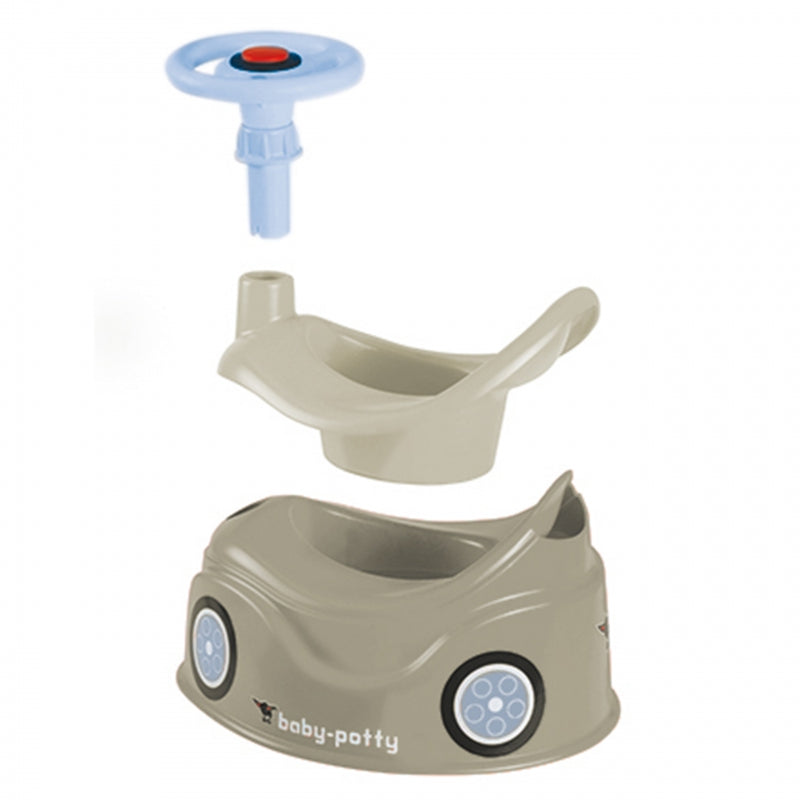 BIG Baby plaspotje loopwagen - Zindelijkheidstraining - New Bobby Car Auto met Stuur - Grijs