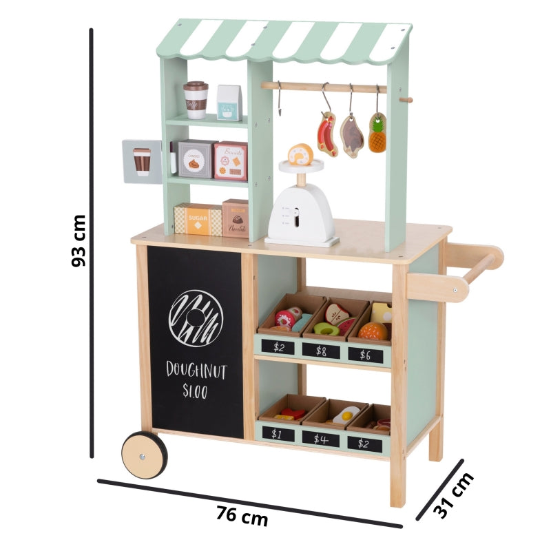 WOOPIE Grote multifunctionele 5-in-1 Winkelkraam, Supermarkt, Restaurant, Café & Keuken 73 onderdelen