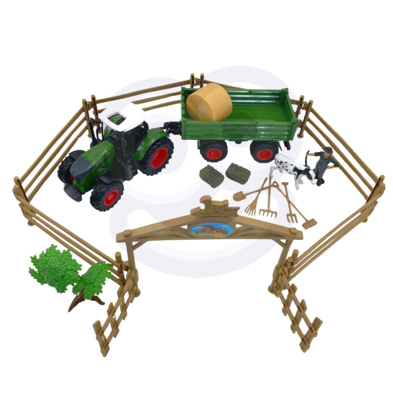 WOOPIE Speelgoed Mini Boerderij Set met Tractor, Dieren, Boerderij, Boer & Gereedschap