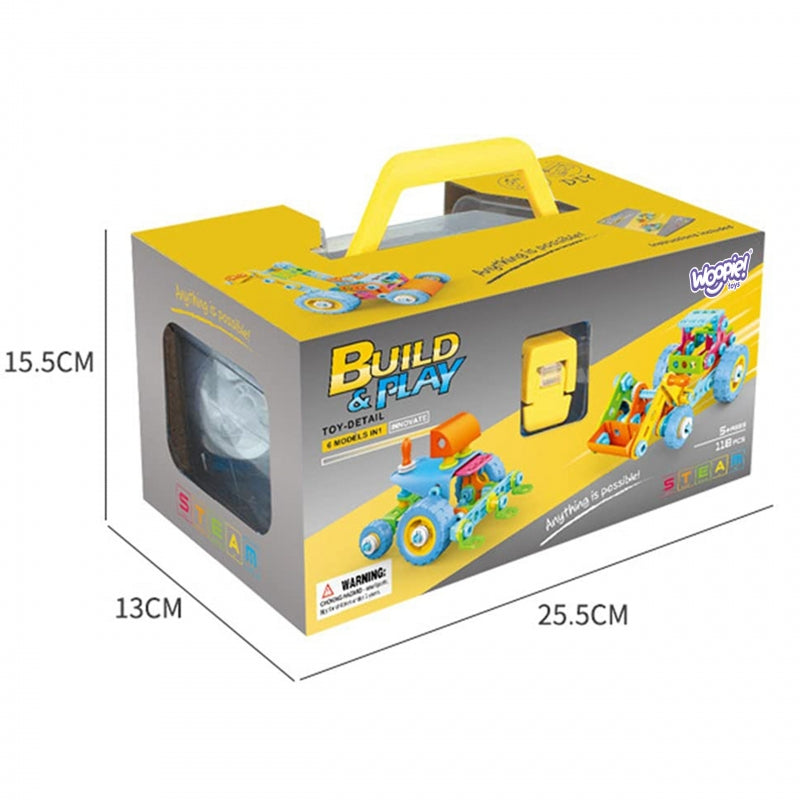 WOOPIE Speelgoed Constructie set Voertuigen van Blokken 118 stuks - STEM speelgoed