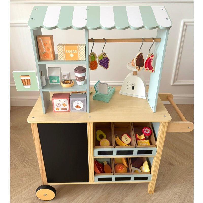 WOOPIE Grote multifunctionele 5-in-1 Winkelkraam, Supermarkt, Restaurant, Café & Keuken 73 onderdelen