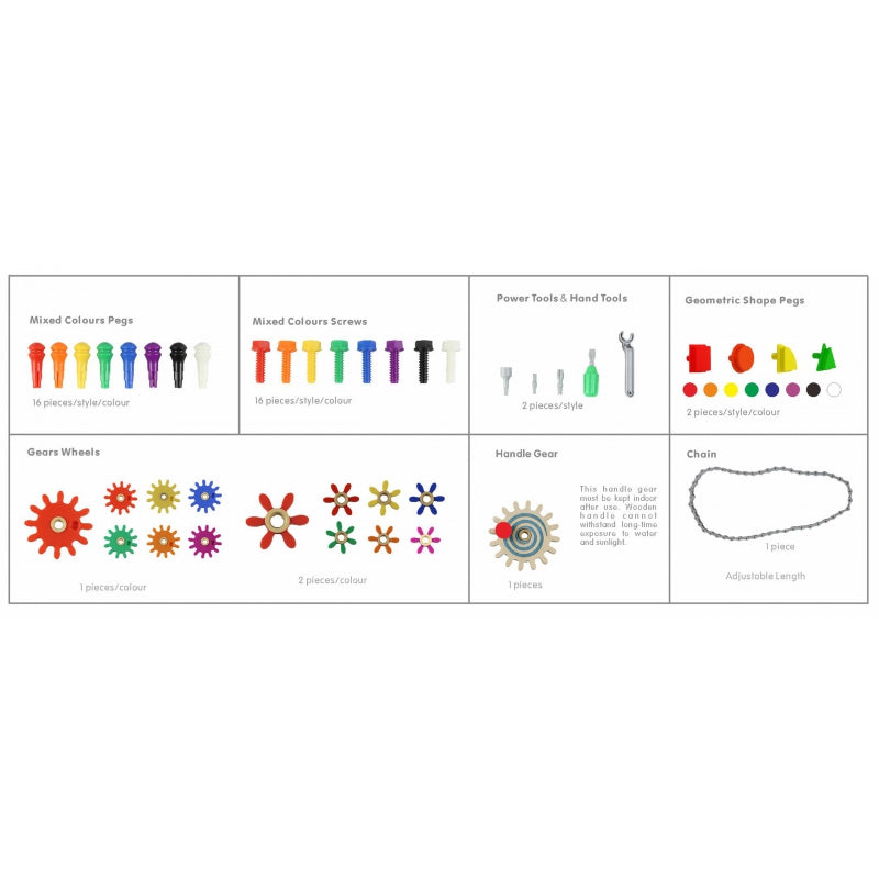 MASTERKIDZ Houten Educatieve Tafel + STEM WALL ACCESSOIRES + 135 Blokken