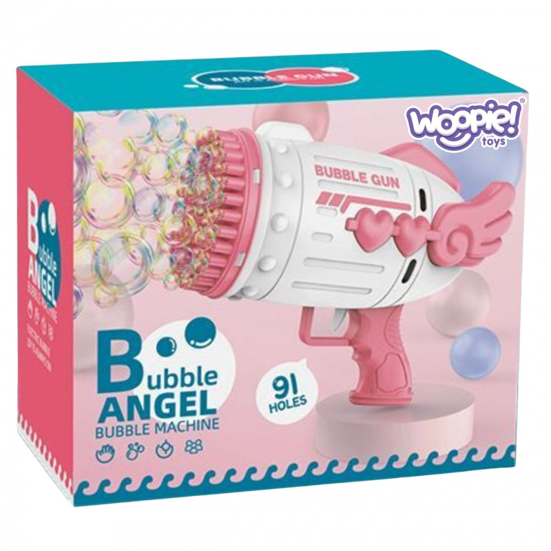 WOOPIE Bubble Gun, Bellenblaasmachine pistool met 91 Openingen, Roze