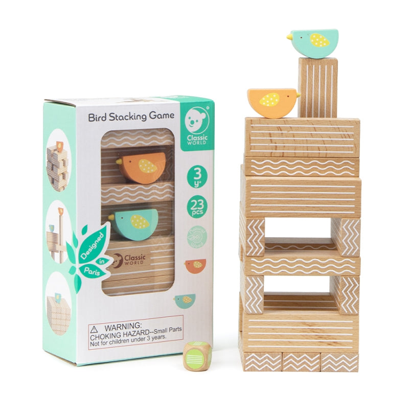 CLASSIC WORLD Vogels Blokken Stapelen Educatief Spel - 23 stuks
