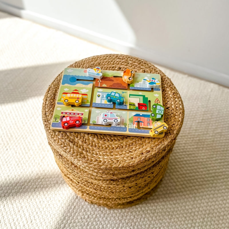 TOOKY TOY Houten Doolhof Voertuigen Puzzel