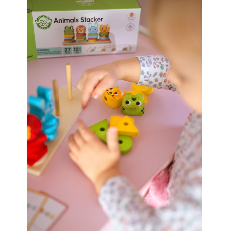 WOOPIE GREEN Puzzel Dierentoren voor kinderen 27 stuks - FSC - Montessori Speelgoed