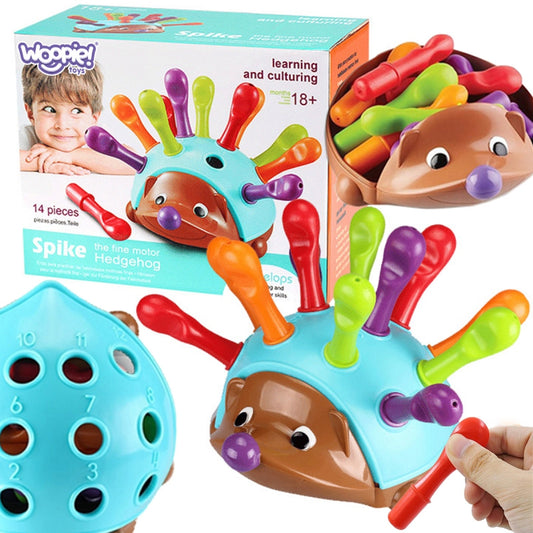 WOOPIE 4-in-1 Handvaardigheidsspel Egel – Leren van Getallen en Kleuren - Montessori Speelgoed