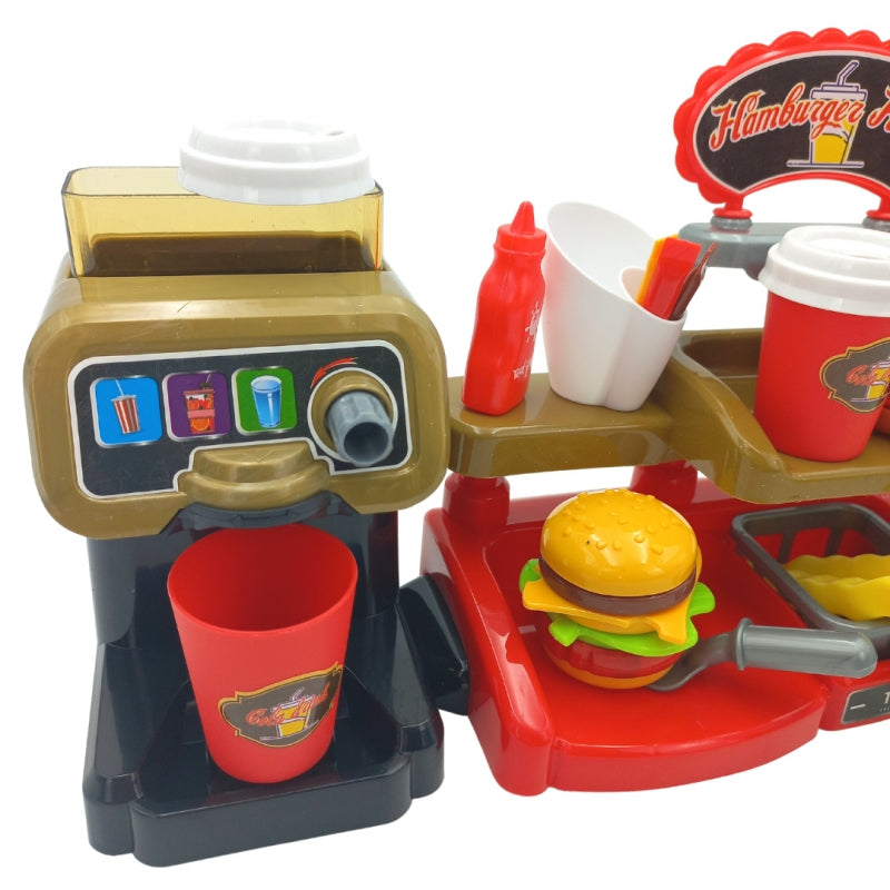 WOOPIE Speelgoed Fast Food Winkel,  Restaurant inclusief Kassa en Drankdispenser