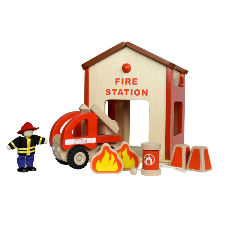 MASTERKIDZ Houten Mini Brandweerkazerne Speel Set