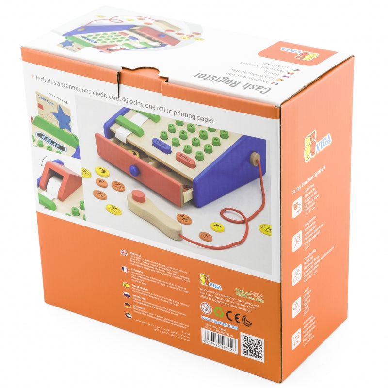 VIGA Houten Speelgoed Kassa met Scanner + Accessoires