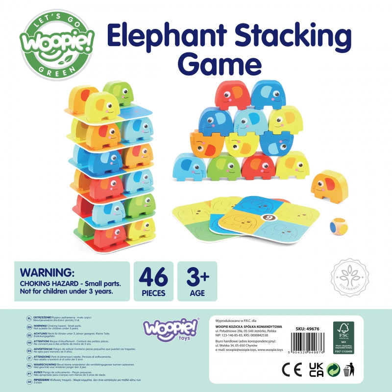 WOOPIE GREEN Olifant op Olifant Jenga puzzel - Behendigheidsspel - Jenga - FSC Gecertificeerd