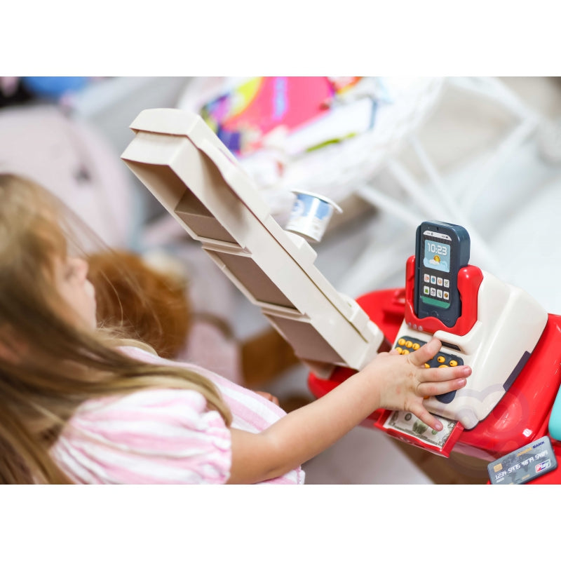 WOOPIE Speelgoed Supermarkt Speelwinkel met Winkelwagentje, Weegschaal, Kassa, Scanner + 48 Accessoires