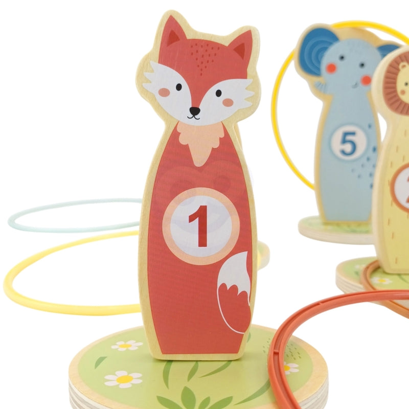 TOOKY TOY Houten Gooi de kegels behendigheidsspel - 15 stuks